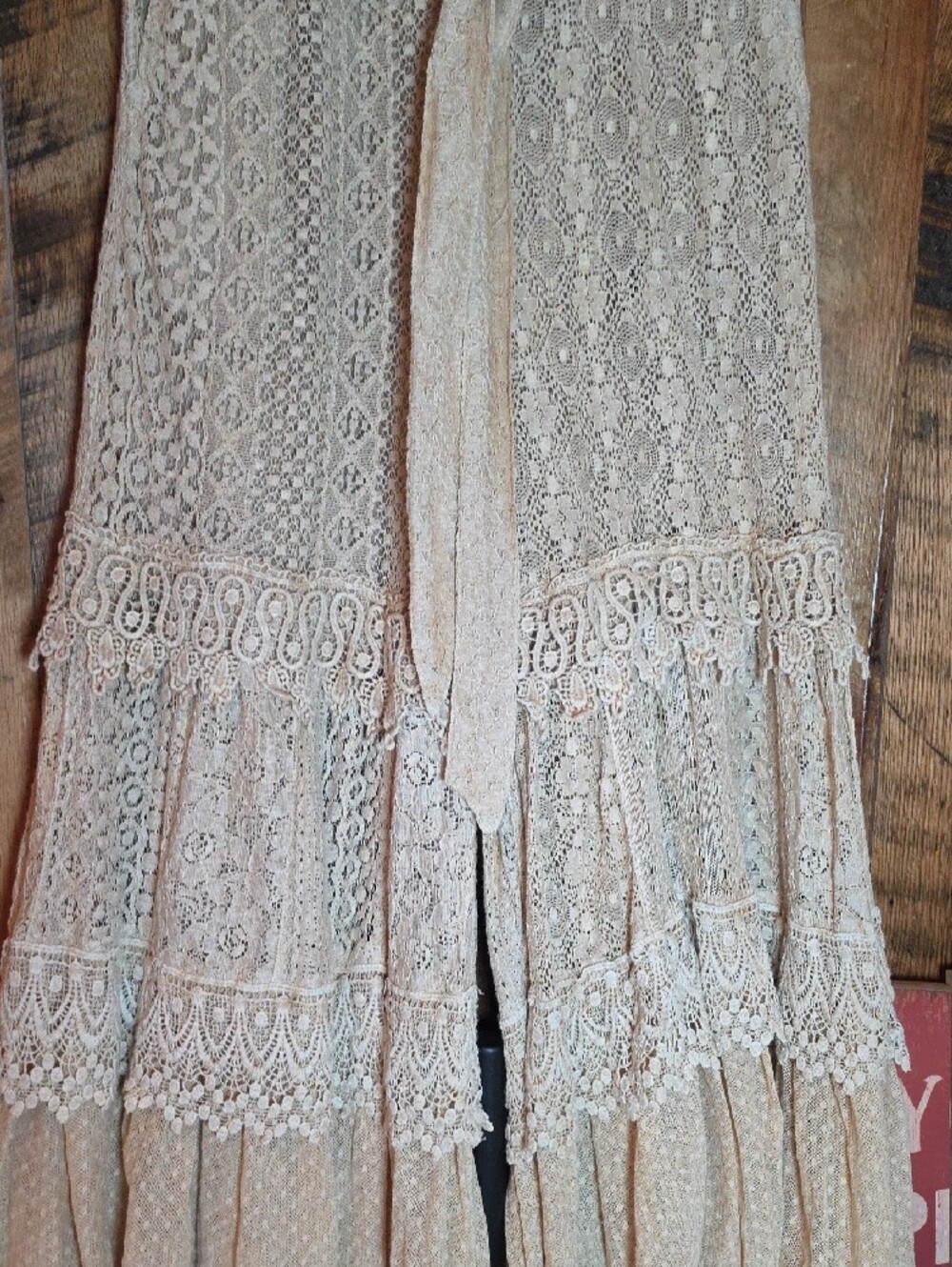 192p Boho Lace Wide-Leg Pants with Tie Waist - Cream - Picture 6 of 16